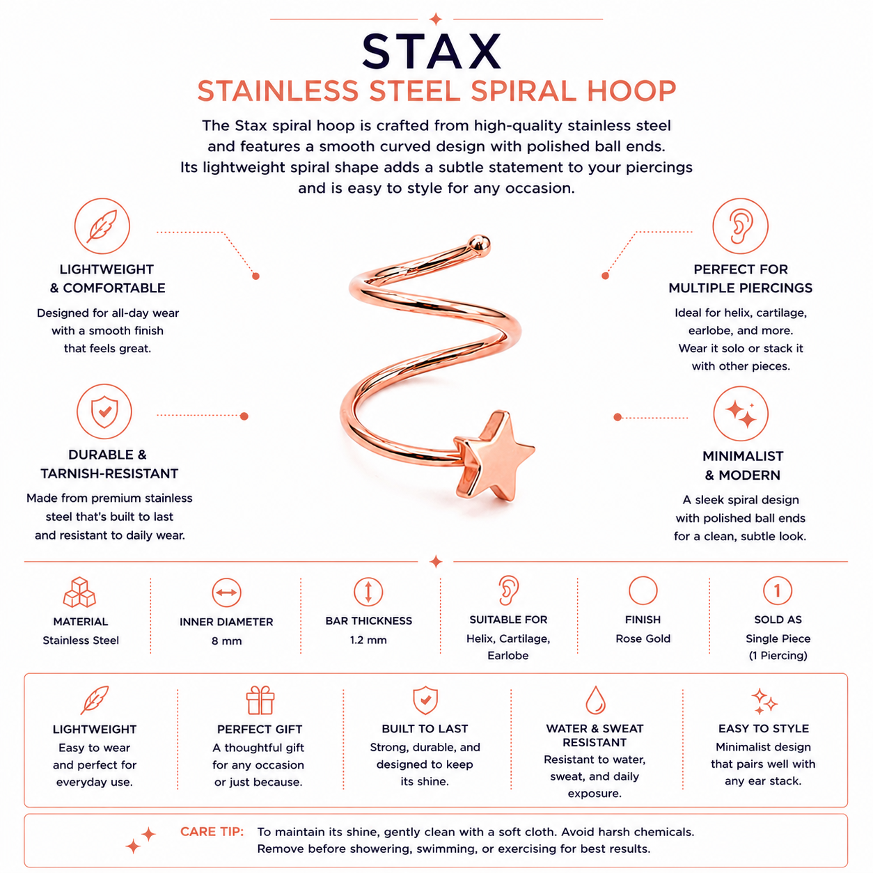 Stainless Steel Spiral Hoop – Stax