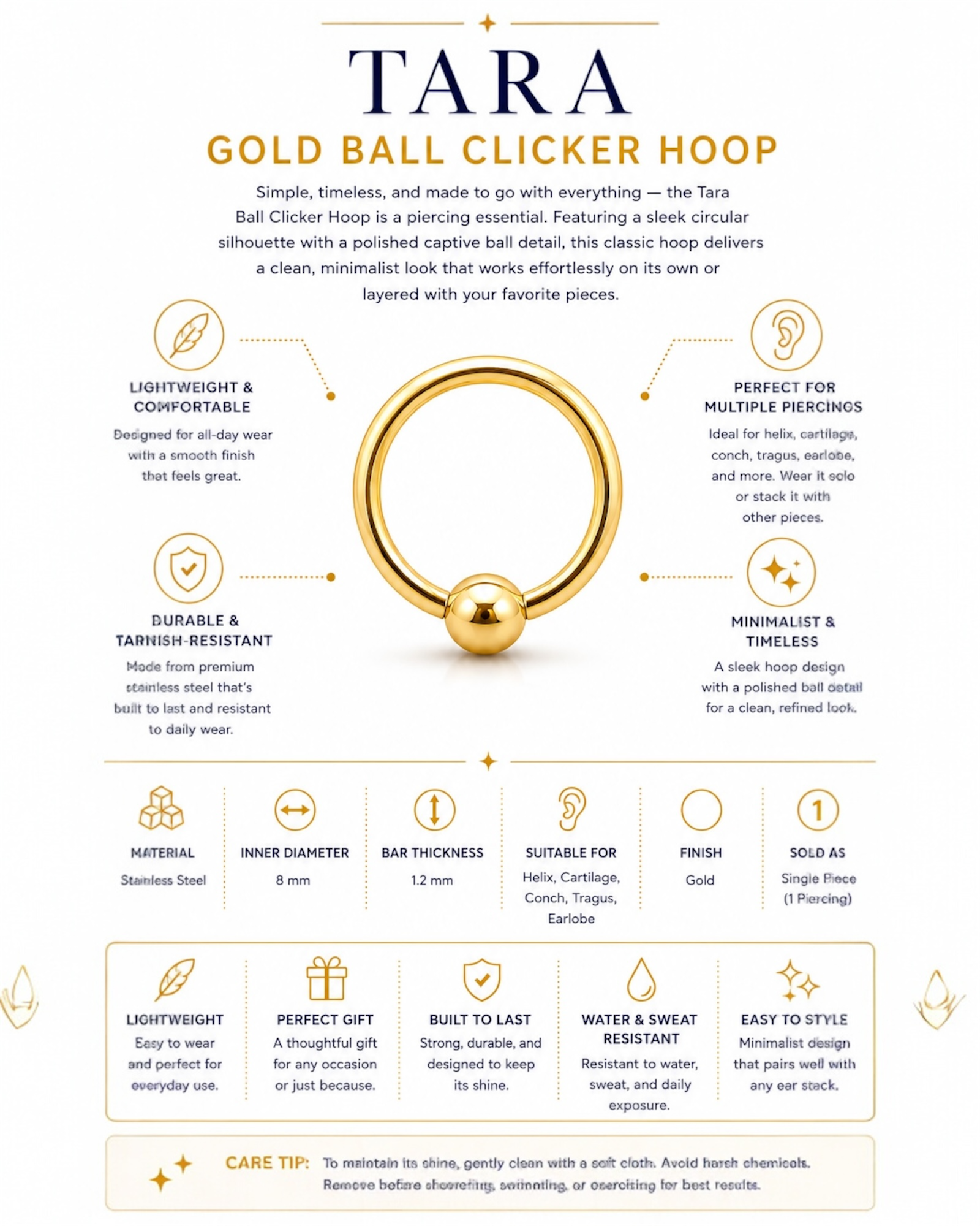 Gold Ball Clicker Hoop – Tara