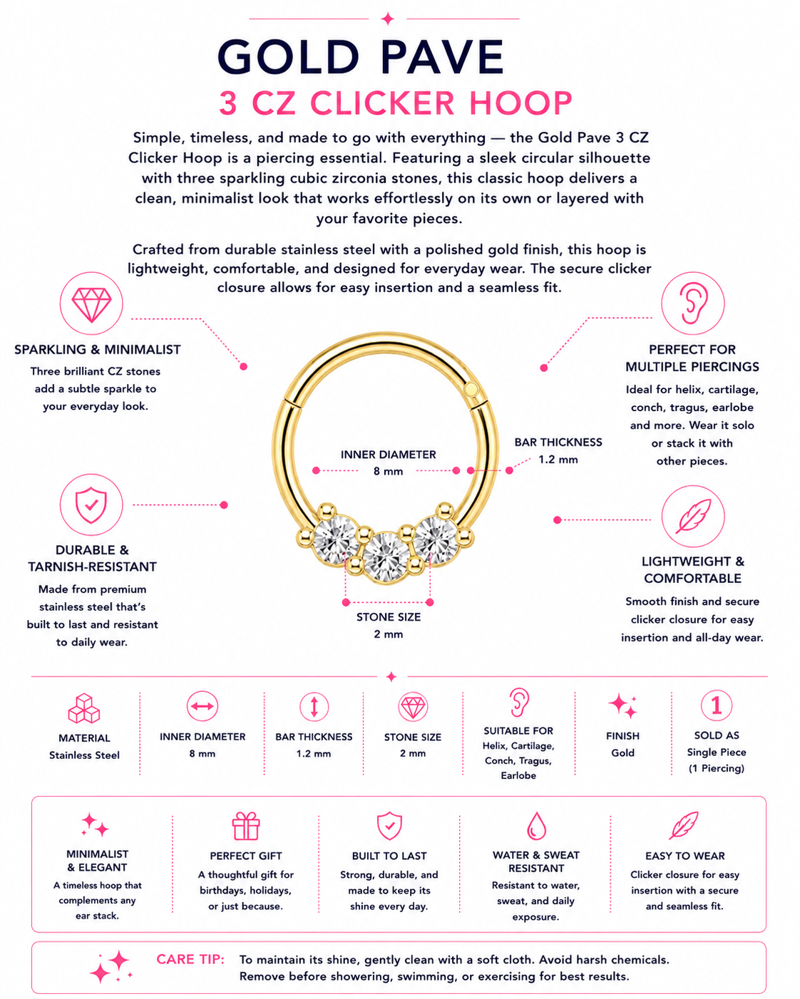 Gold Pave Ball Clicker Hoop – Sim
