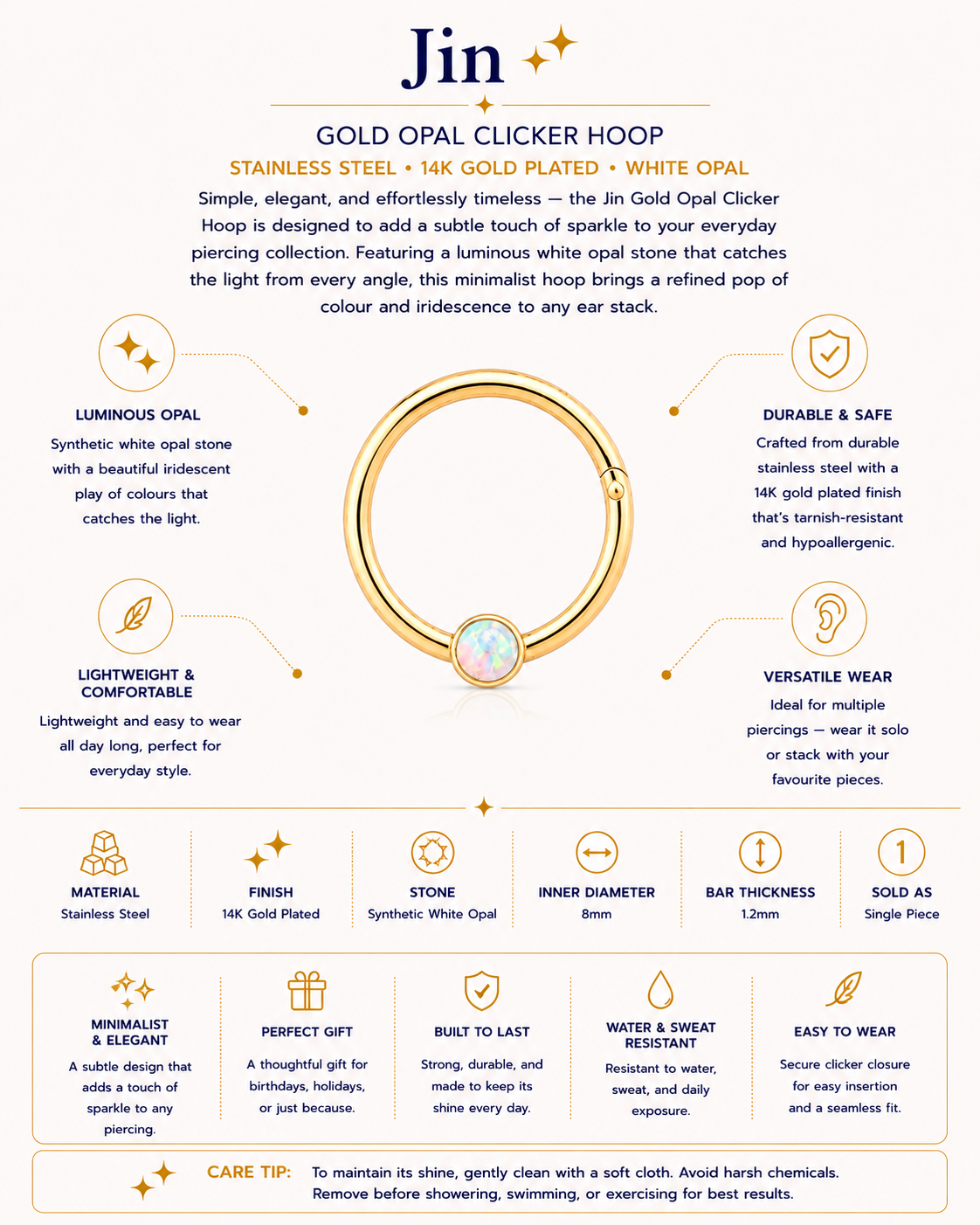 Gold Opal Clicker Hoop – Jin