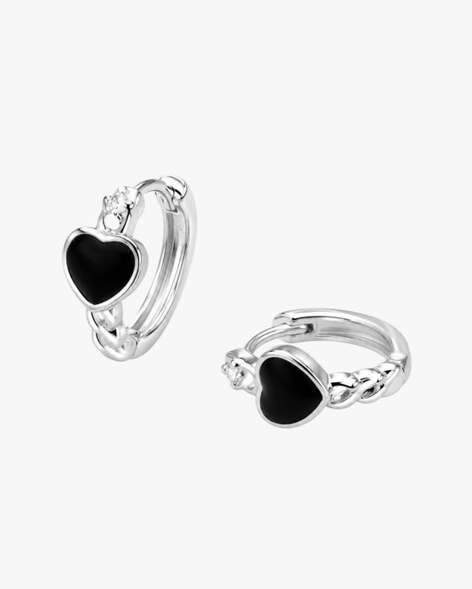 Gold Plated Copper Black Heart Zirconia Mini Hoop Earrings – Joker