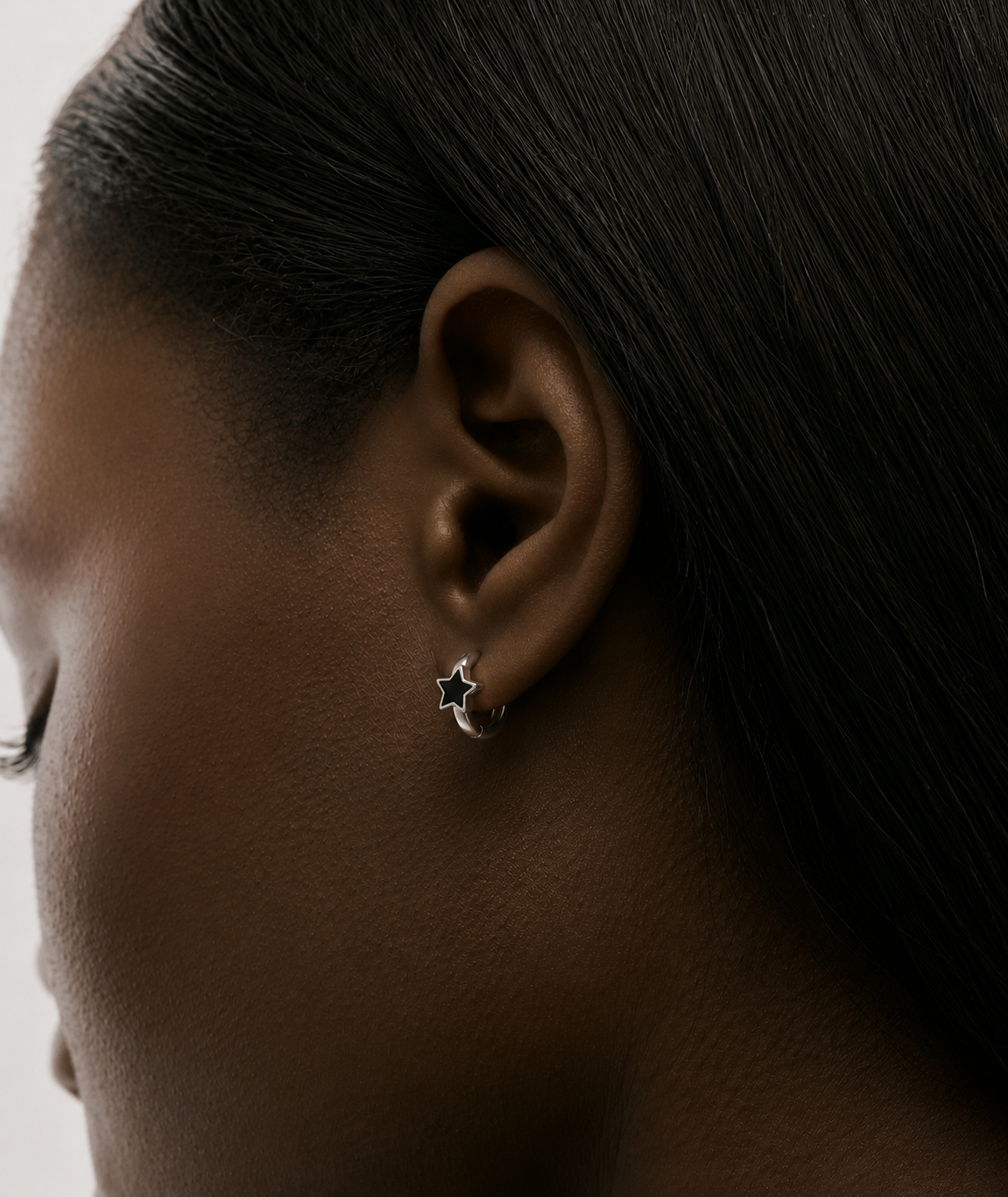 Gold Plated Copper Black Star Zirconia Mini Hoop Earrings – Suri
