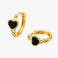 Gold Plated Copper Black Heart Zirconia Mini Hoop Earrings – Joker