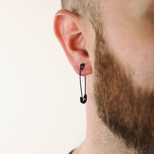 Black Safety Pin Earrings – Minimal Safety Pin Drop Earrings