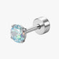 Single stud earring with a clear gemstone on a white background