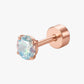 Rose gold stud earring with a clear gemstone on a white background