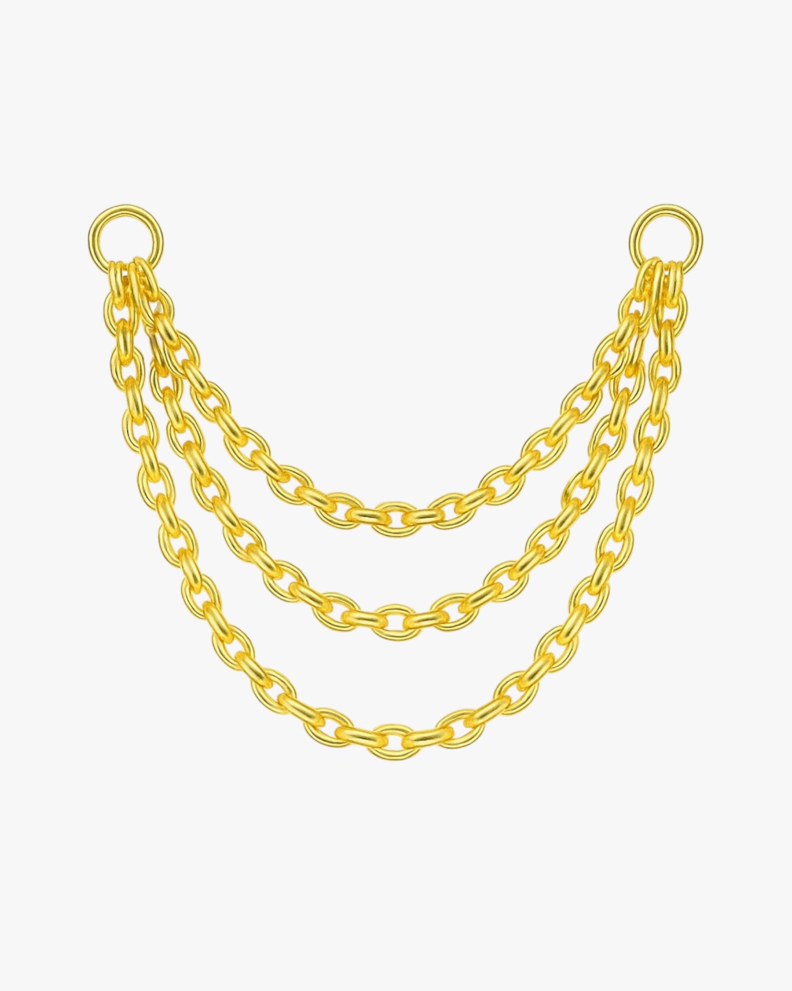 Gold chain necklace on a white background