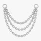 Metal chain with eye rings on a white background