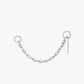 Silver chain with two hooks on a white background