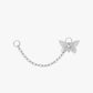 Silver chain with a butterfly charm on a white background