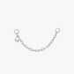 Silver chain with a small round pendant on a white background