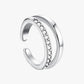 A silver-color cuff with zirconia stones set along its length.