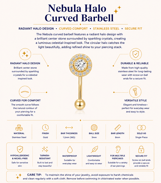 Nebula Halo Curved Barbell 16G 8mm