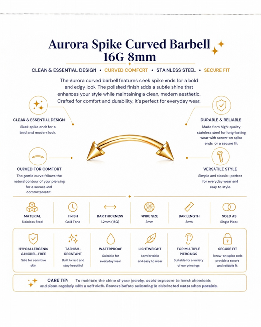 Vortex Spike Curved Barbell 16G 8mm