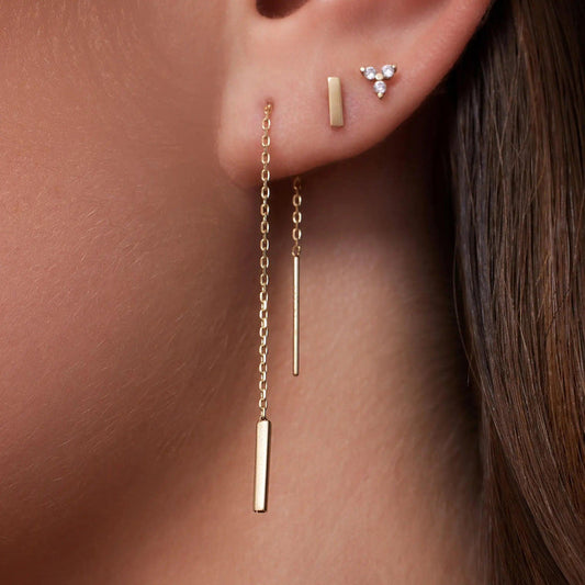 18K PVD Gold Plated Bar Chain Earrings – Bipo