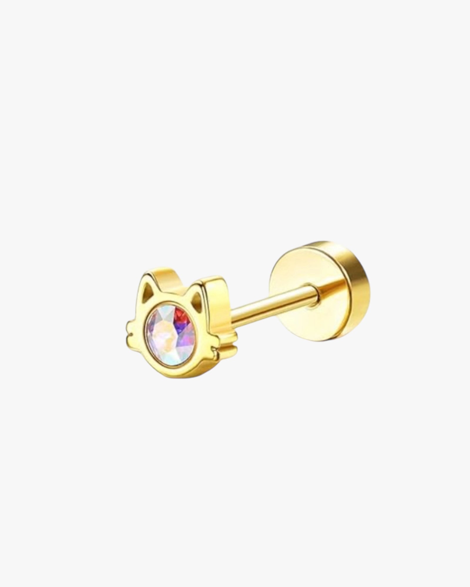316L surgical steel gold stud for sensitive ears, simple piercing jewelry