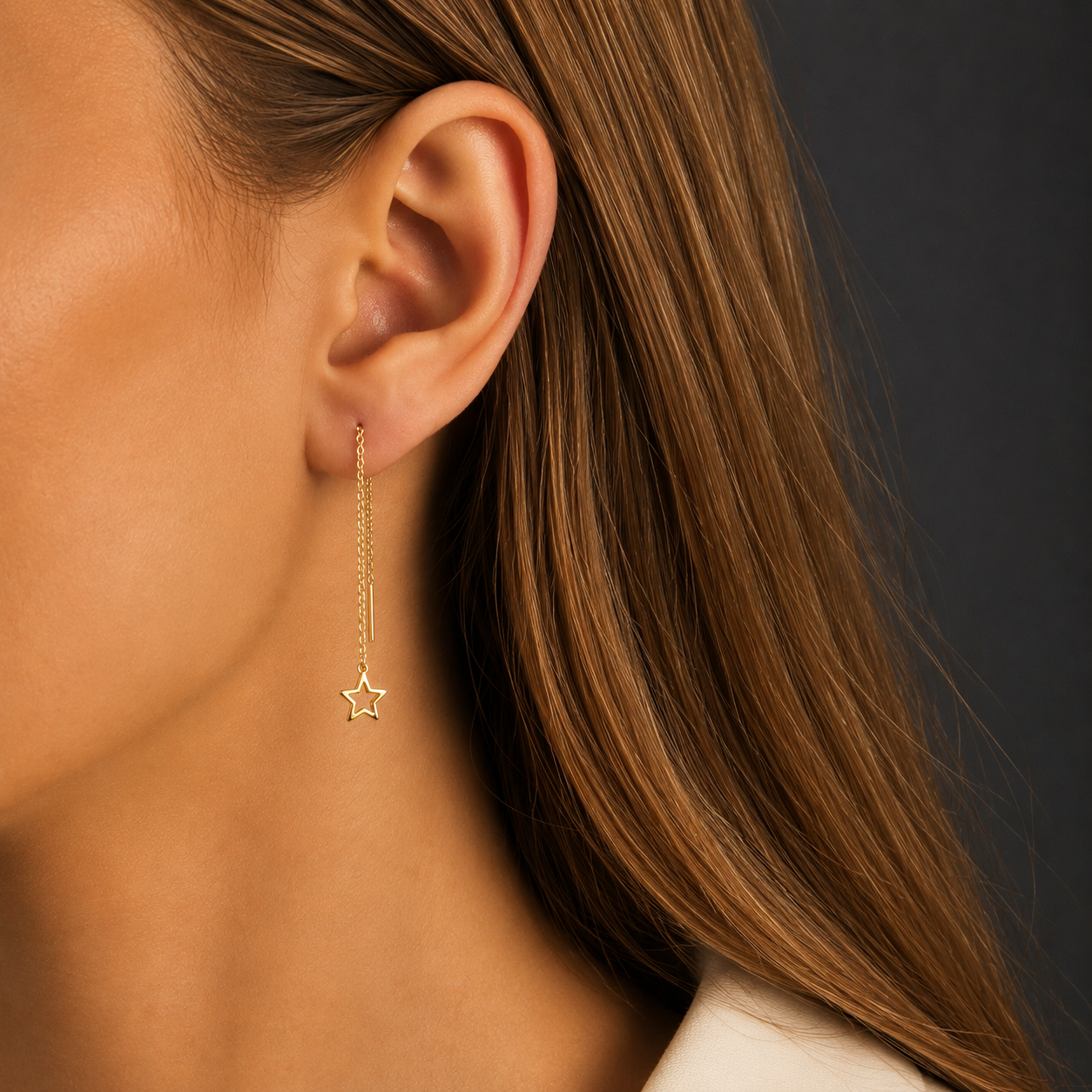 18K PVD Gold Plated Star Chain Earrings – Cix
