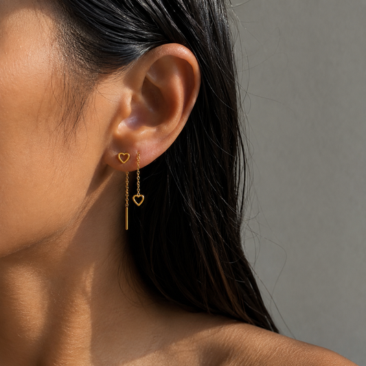 18K PVD Gold Plated Heart Chain Earrings – Lovy