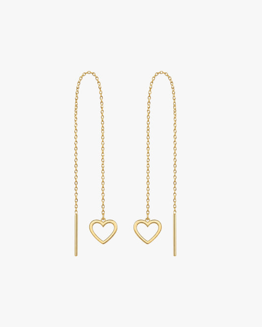 18K PVD Gold Plated Heart Chain Earrings – Lovy