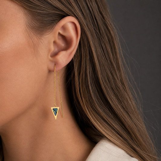 18K PVD Gold Plated Triangle Chain Earrings – Mini