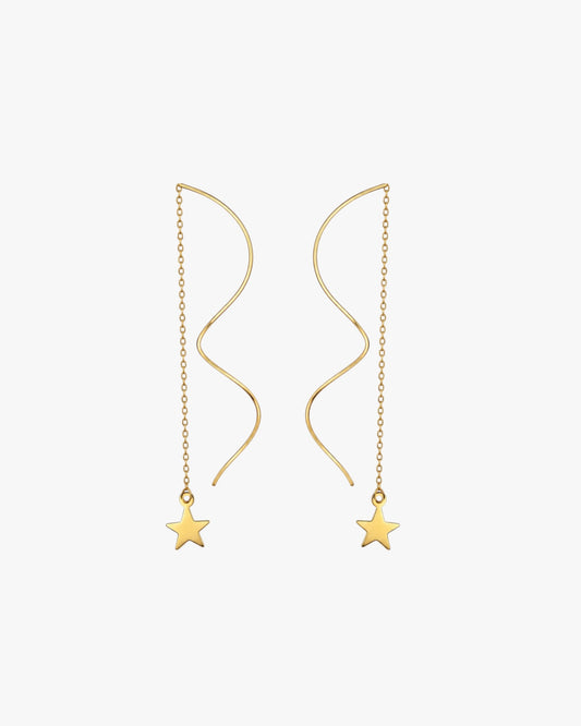 18K PVD Gold Plated Star Chain Earrings – Angel