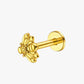 Gold bee-shaped earring on a white background