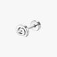 Silver spiral earring on a white background