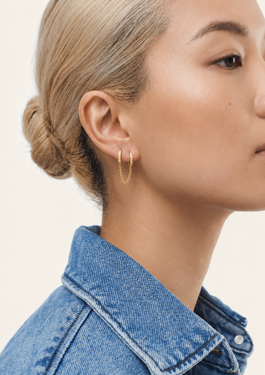 Gold Plated Stainless Steel Chain Link Hoop Earring – Lari