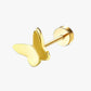 A single gold-colored stainless steel stud earring with a textured surface.