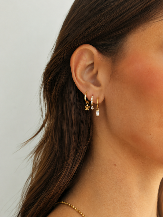 Gold Plated Teardrop Crystal Hoop Charms – Lysara