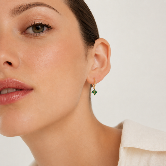 Gold Plated Emerald Crystal Hoop Charms – Dove