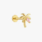 Pink Palm Flatback Stud – Gold Plated Titanium