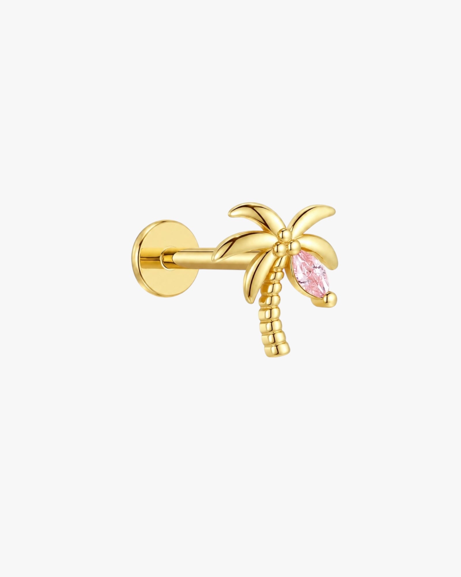 Pink Palm Flatback Stud – Gold Plated Titanium