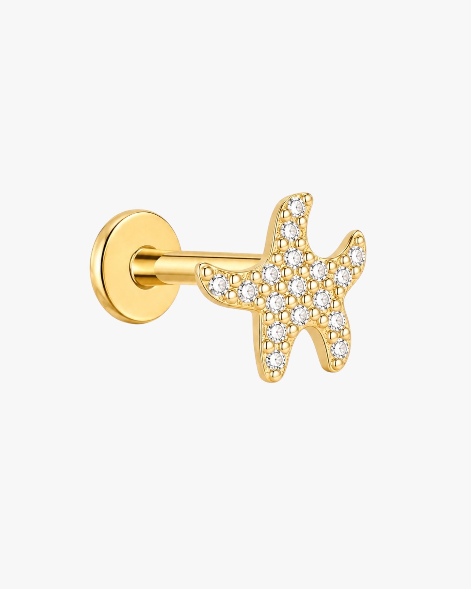 Starfish Flatback Stud – Gold Plated Titanium