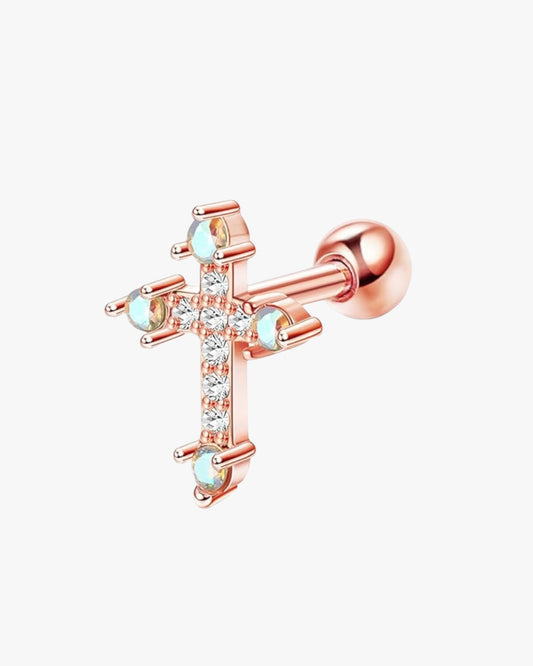 Rose Gold Pave Cross Stud