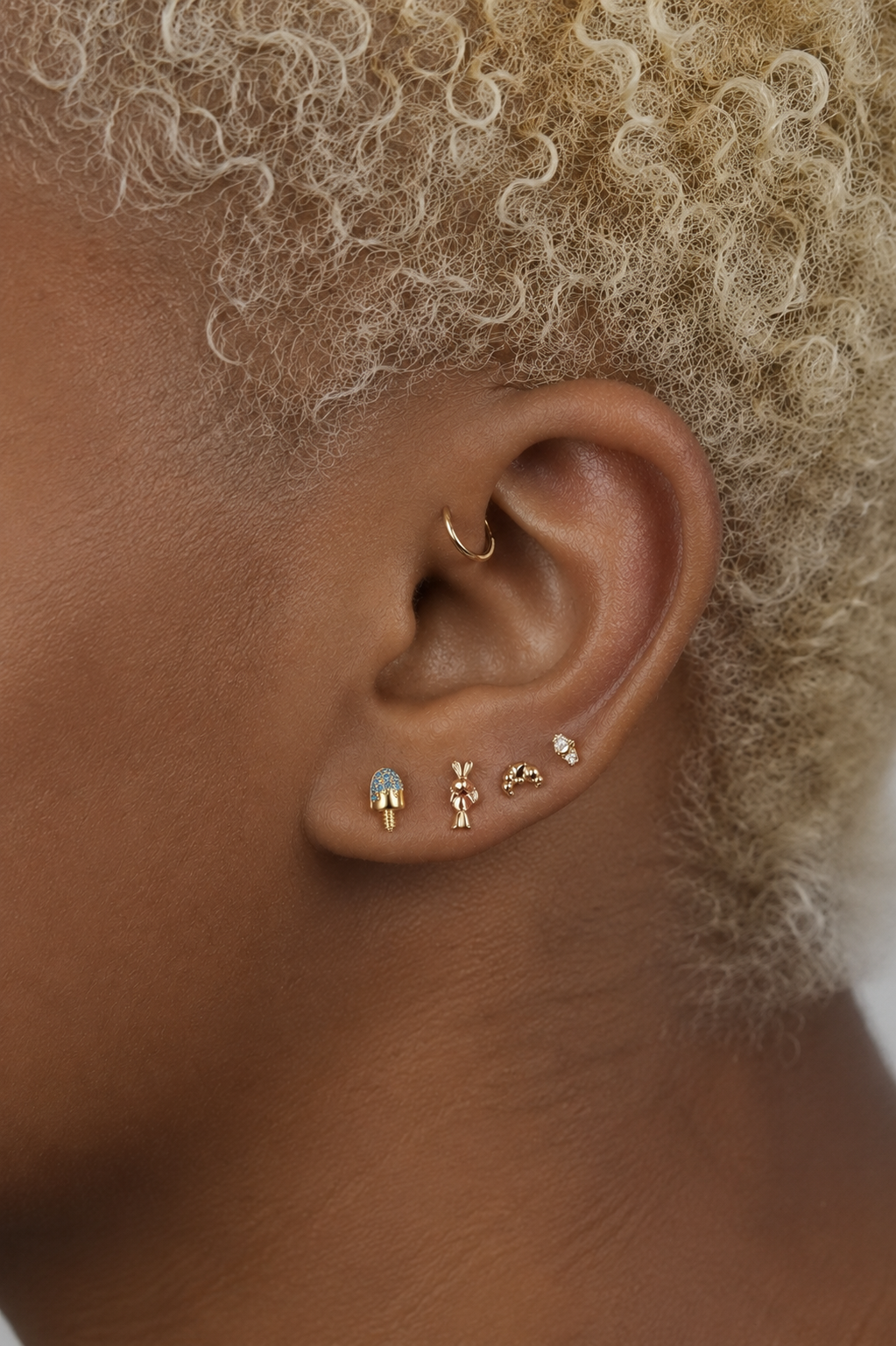 The Ice Cream Stud Flatback – Gold Plated Titanium