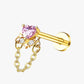 A single gold-colored stud earring with a white zirconia centerpiece and smaller clear crystals around it.