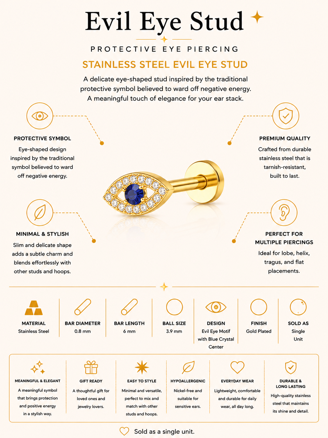 Evil Eye Stud – Protective Eye Piercing