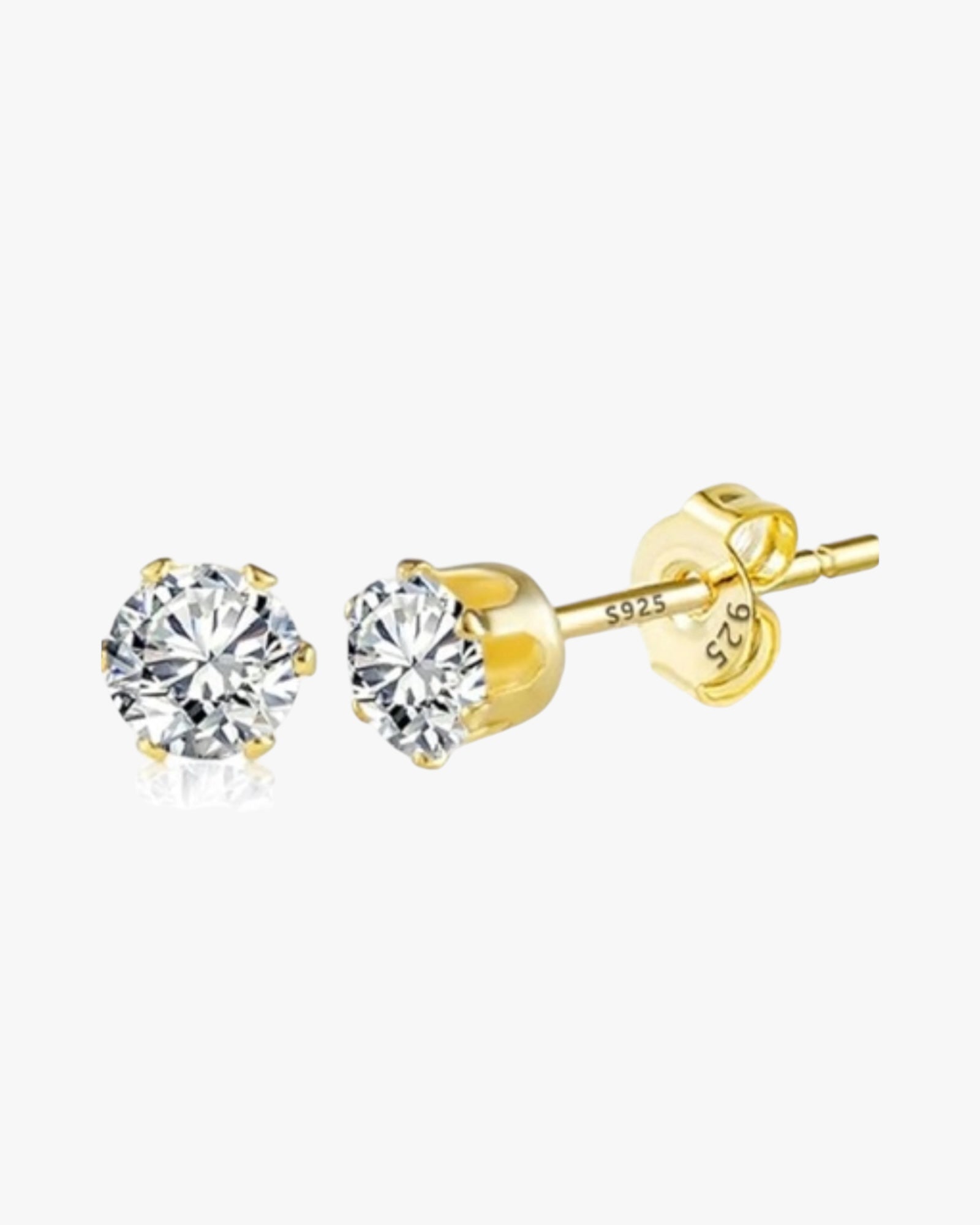 Classic stainless steel stud earrings with secure push-back closure