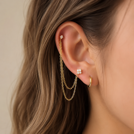 Gold Plated Stainless Steel Connector Drop Earring – Jovi