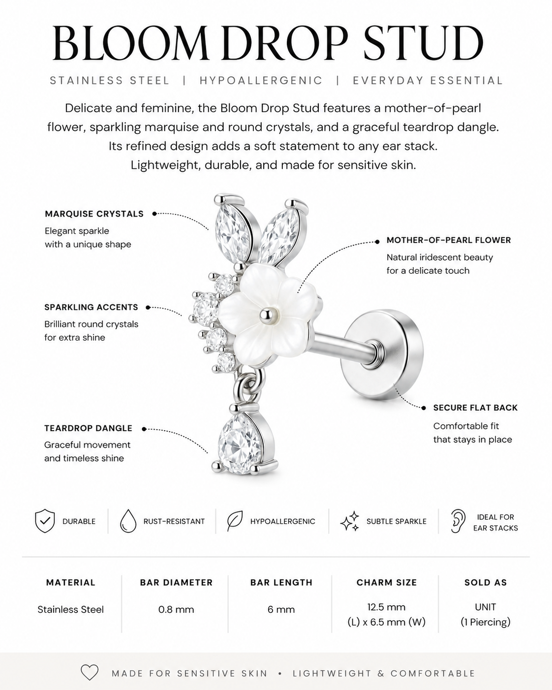 Stainless Steel Ball Stud Piercing – Azores