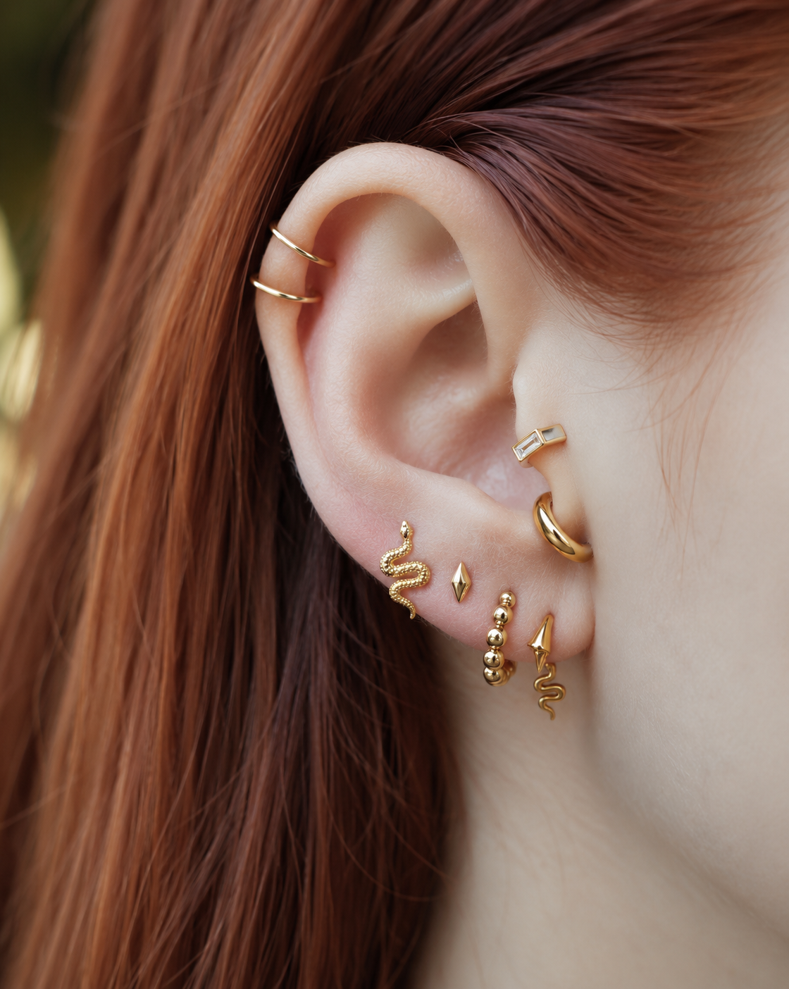 Big Snake Stud – Gold Plated Stainless Steel Snake Flat Back Earring