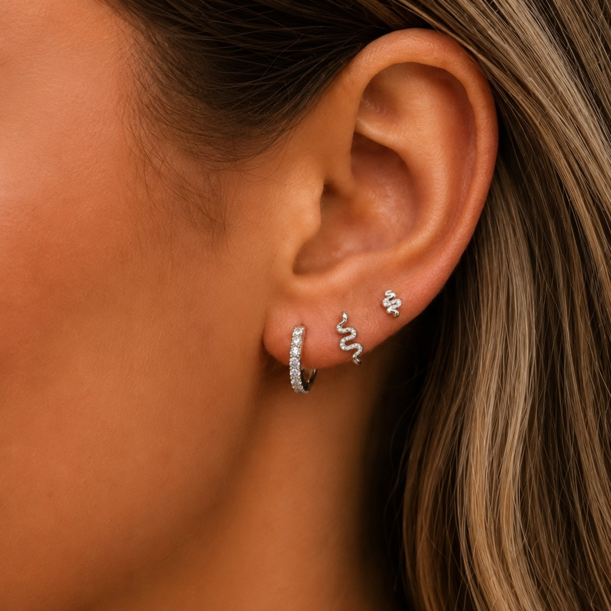 Snake Stud Piercing – Varna | Flat Back Cartilage Earring