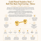 Gold Plated Stainless Steel Ball Flat Back Stud Earring – Shiraz