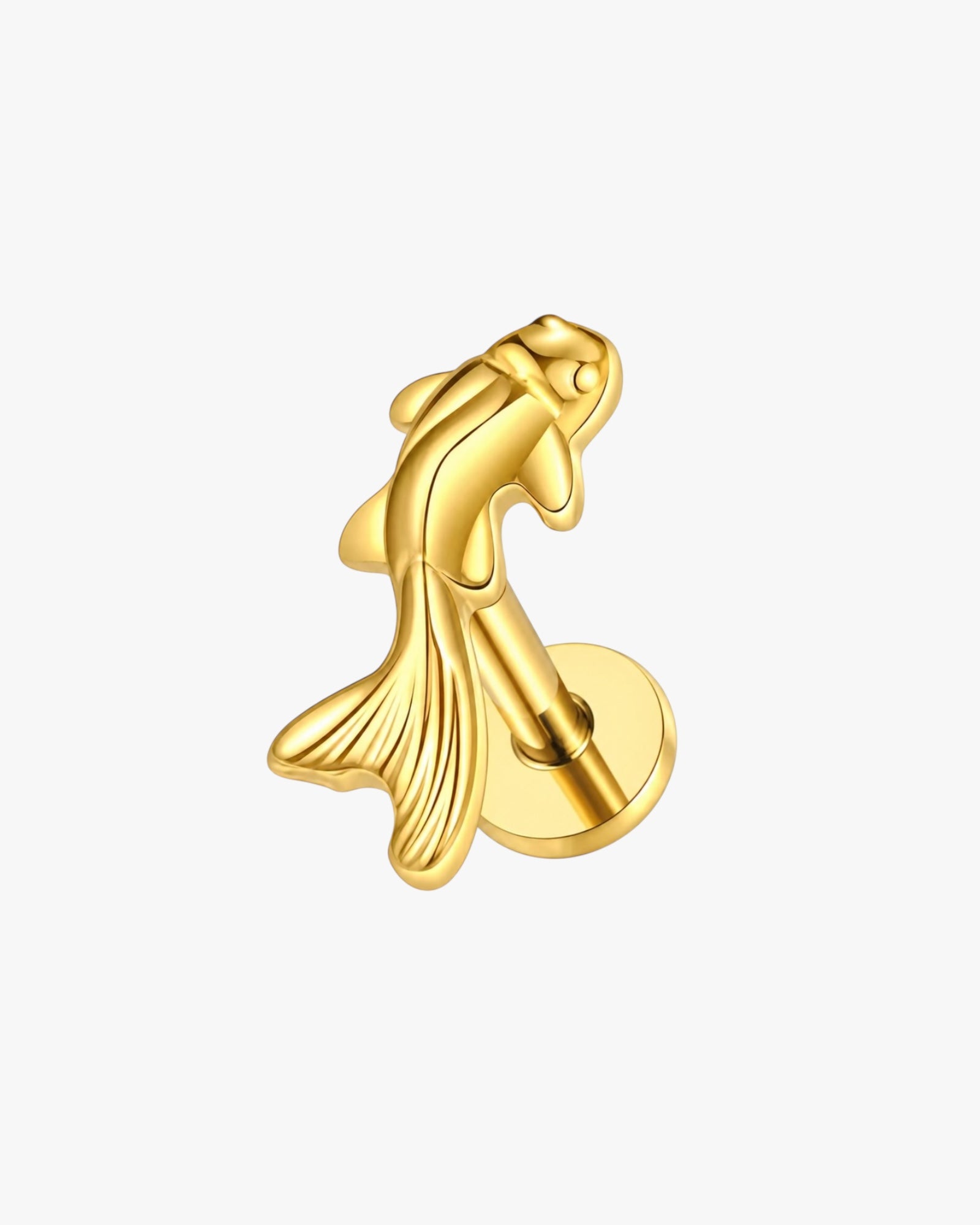Titanium Zircon Piercing – Koi Fish | Flat Back Cartilage Earring