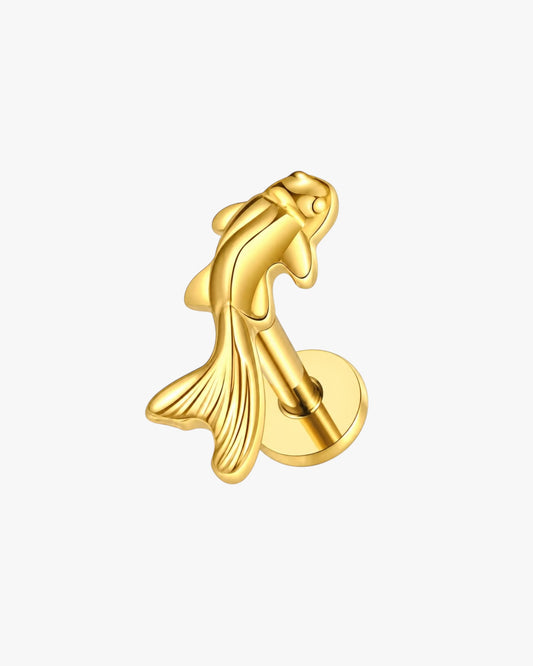 Titanium Zircon Piercing – Koi Fish | Flat Back Cartilage Earring