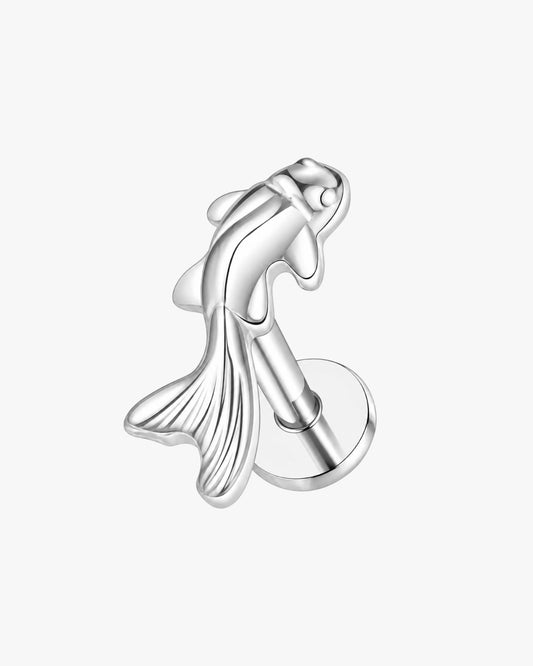 Titanium Zircon Piercing – Koi Fish | Flat Back Cartilage Earring