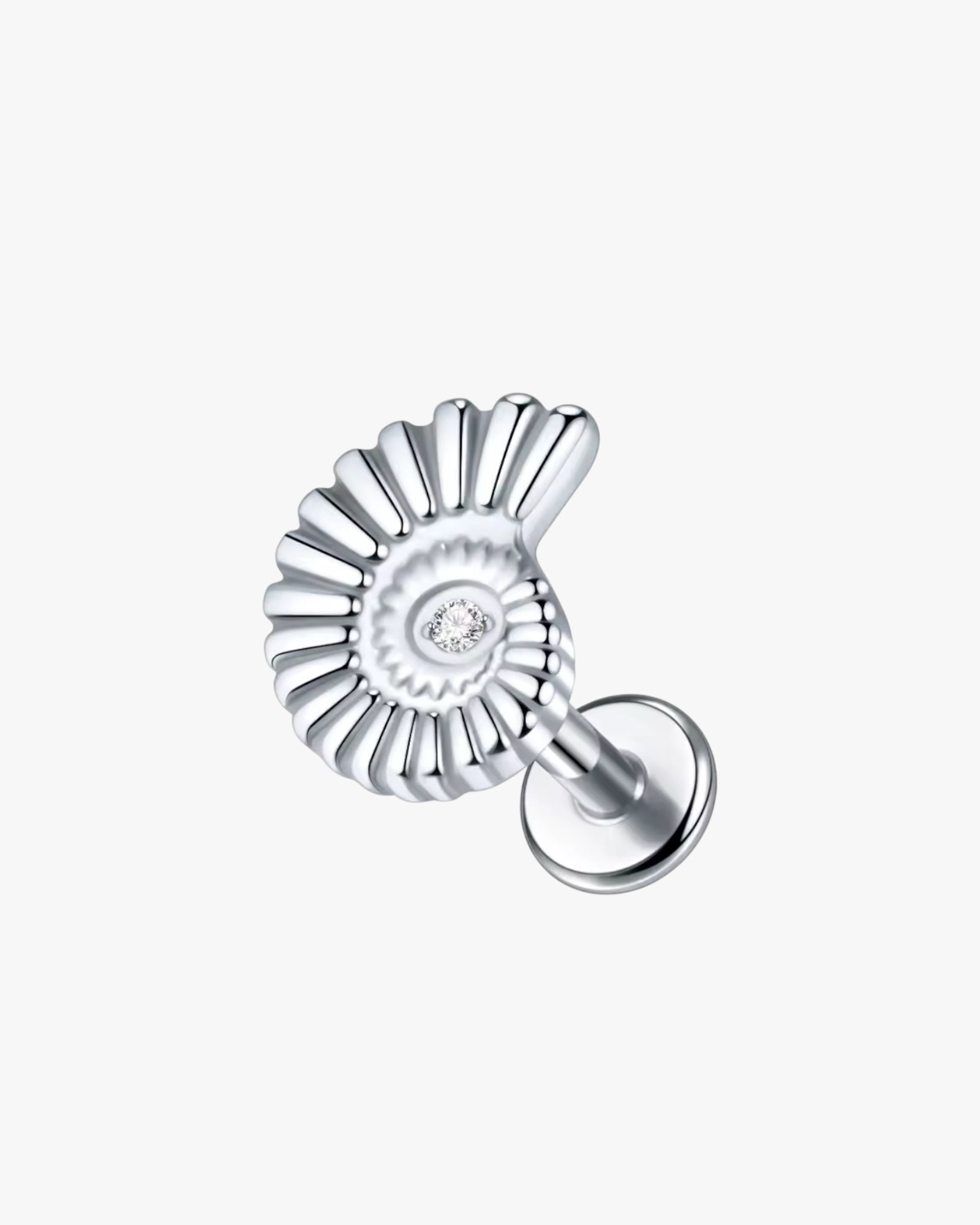 Titanium Zircon Piercing – Sea Shell | Flat Back Cartilage Earring