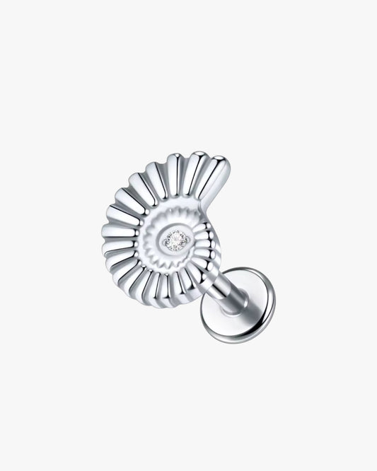 Titanium Zircon Piercing – Sea Shell | Flat Back Cartilage Earring