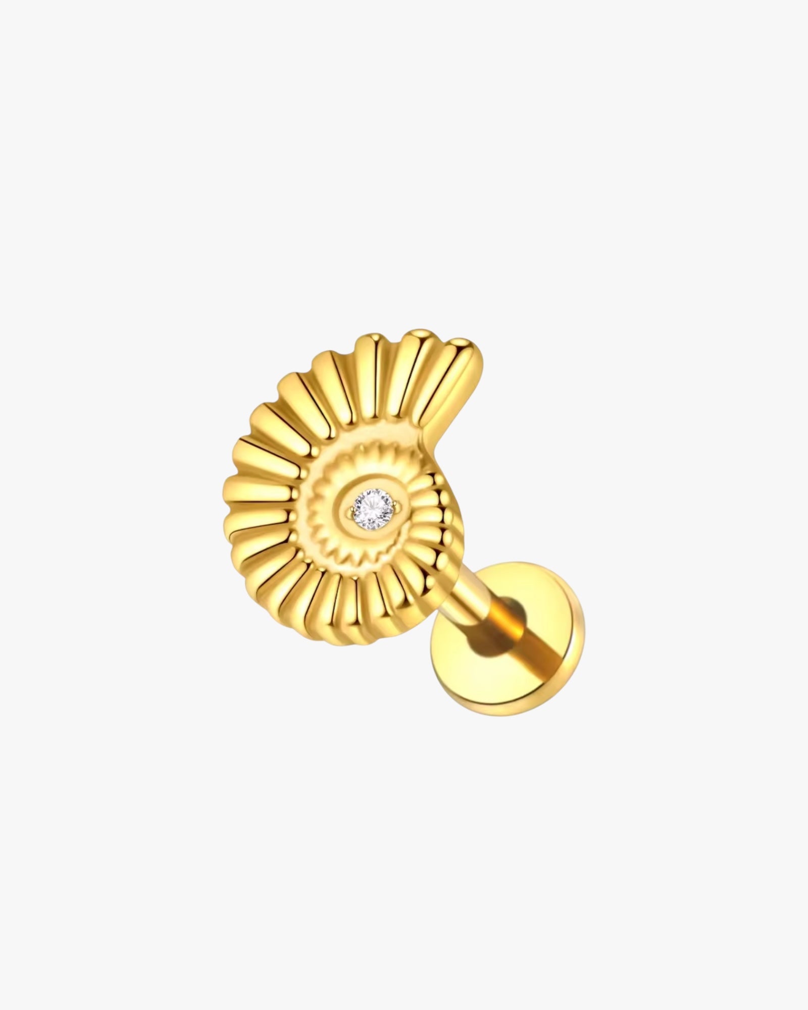 Titanium Zircon Piercing – Sea Shell | Flat Back Cartilage Earring